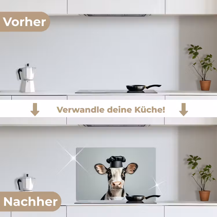 Spritzschutz Küche - Kuh - Schwarz - Weiß - Koch — 7