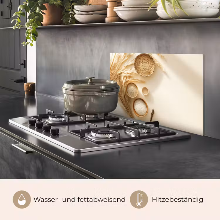 Spritzschutz Küche - Müsli - Holz - Schale - Beige — 2