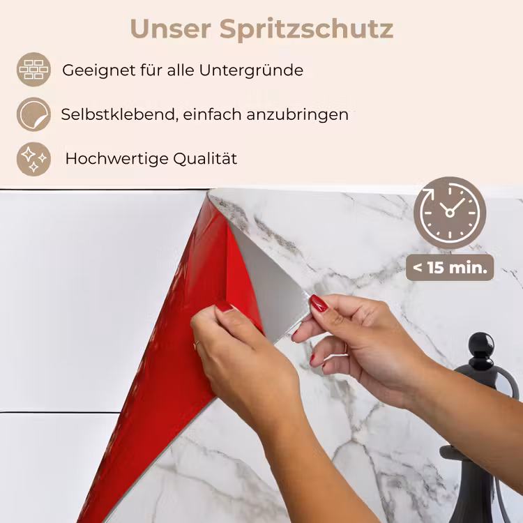 Spritzschutz Küche - Schachfigur - Läufer - Schwarz - Marmor — 4