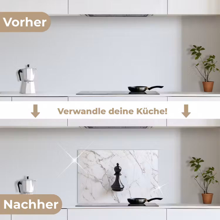 Spritzschutz Küche - Schachfigur - Läufer - Schwarz - Marmor — 7