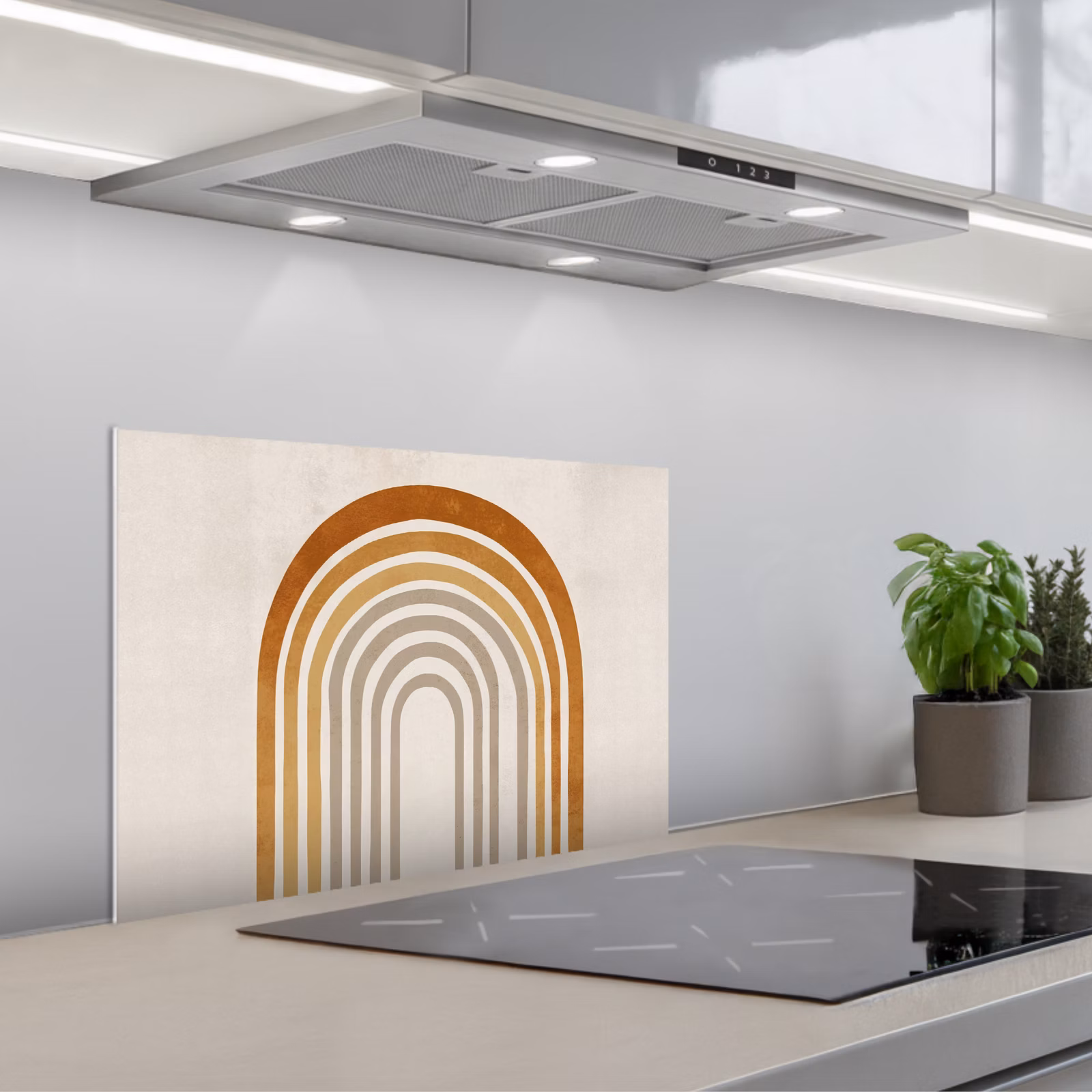 Spritzschutz Küche - Minimalistisch - Schleife - Linien - Beige — 1