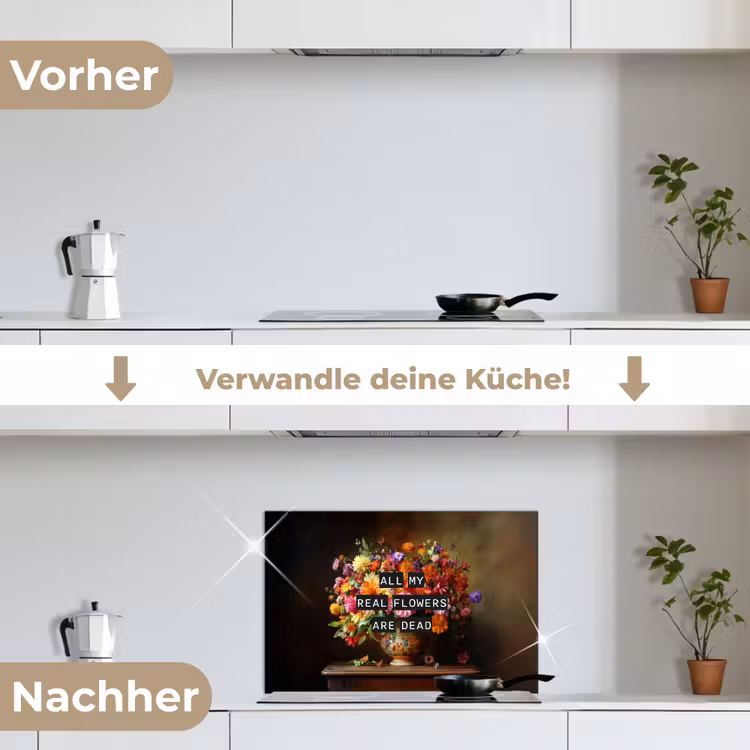 Spritzschutz Küche - Farbe - Blumen - Vintage - Blumenvase — 7