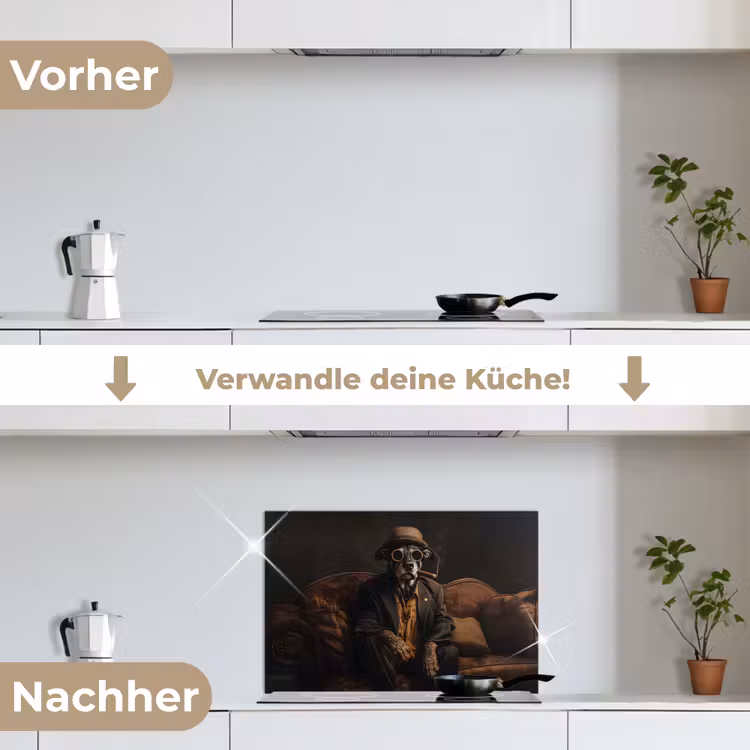 Spritzschutz Küche - Hund - Zigarre - Hut - Anzug — 7