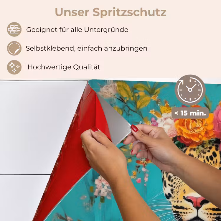 Spritzschutz Küche - Leopard - Blumen - Krone — 4