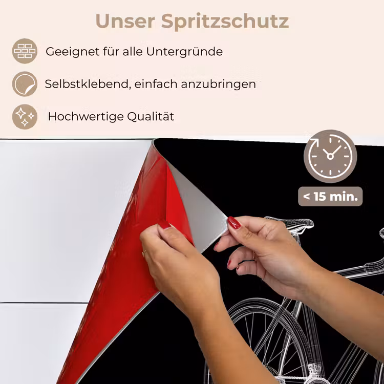 Spritzschutz Küche - Linien - Illustration - Weiß — 4