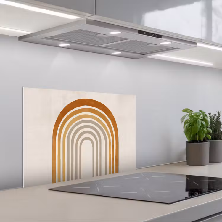 Spritzschutz Küche - Minimalistisch - Schleife - Linien - Beige — 1