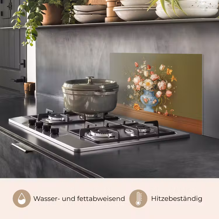 Spritzschutz Küche - Neutral - Blumen - Blumenstrauß - Vase — 2