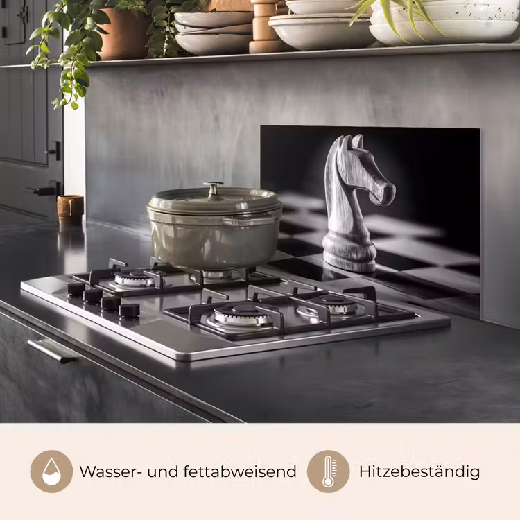 Spritzschutz Küche - Pferd - Holz - Schautafel - Schwarz — 2