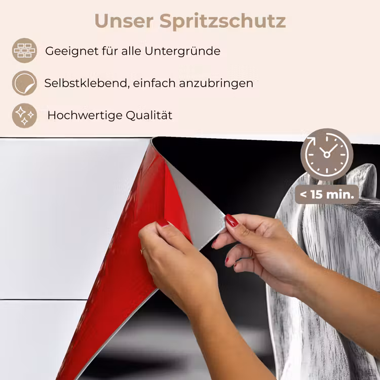 Spritzschutz Küche - Pferd - Holz - Schautafel - Schwarz — 4
