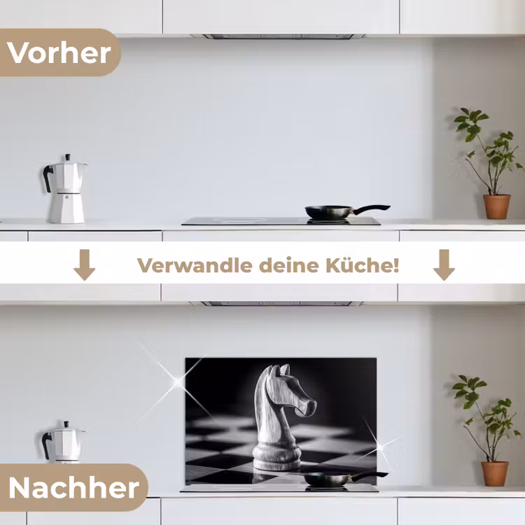 Spritzschutz Küche - Pferd - Holz - Schautafel - Schwarz — 7