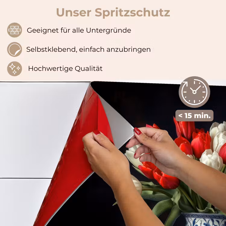 Spritzschutz Küche - Rot - Blumen - Tulpen - Vase — 4