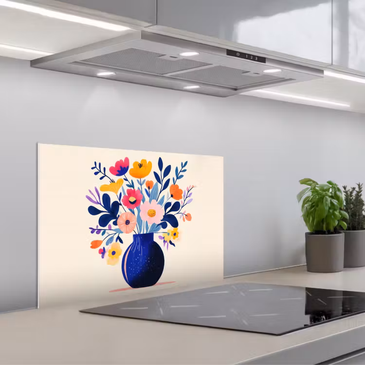 Spritzschutz Küche - Vase - Blumen - Blumenstrauß — 1