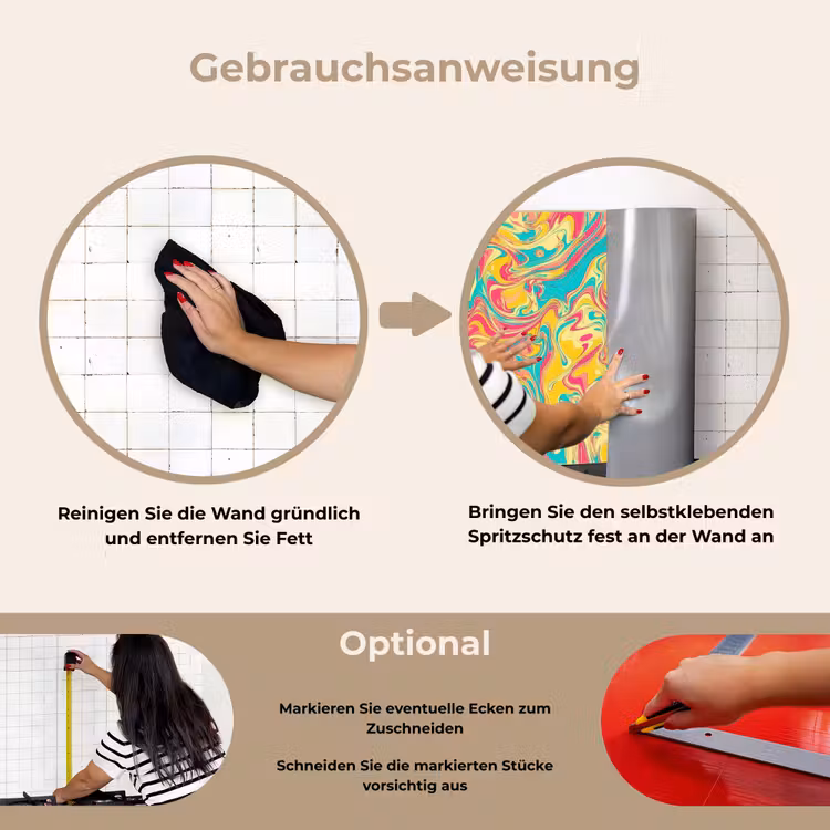 Spritzschutz Küche - Gelb - Rosa - Blau - Retro — 6