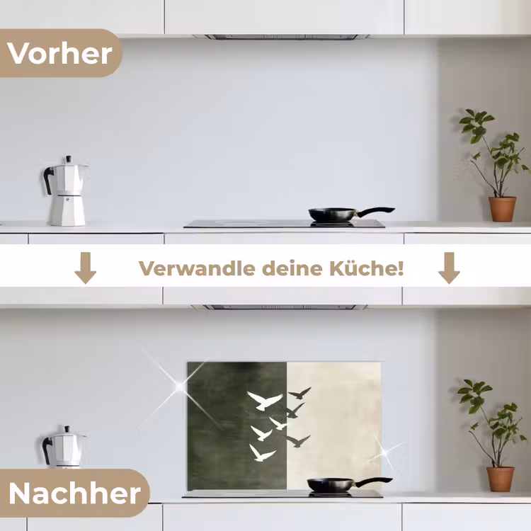 Spritzschutz Küche - Japandi - Vogel - Grün — 7