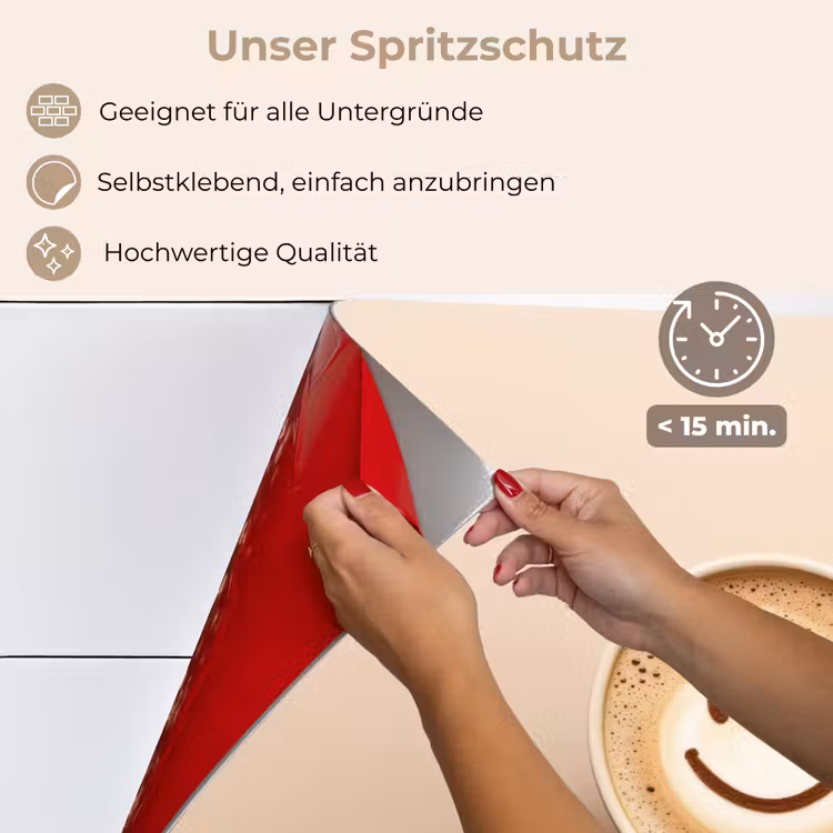 Spritzschutz Küche - Kaffee - Milchschaum - Lächeln - Beige — 4