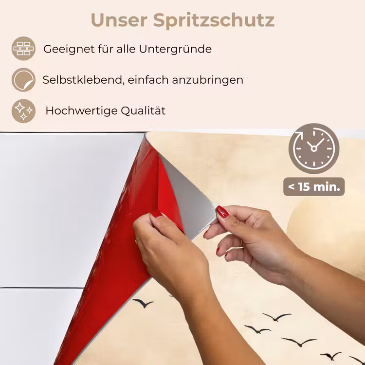 Spritzschutz Küche - Landschaft - Japandi - Vogel — 4