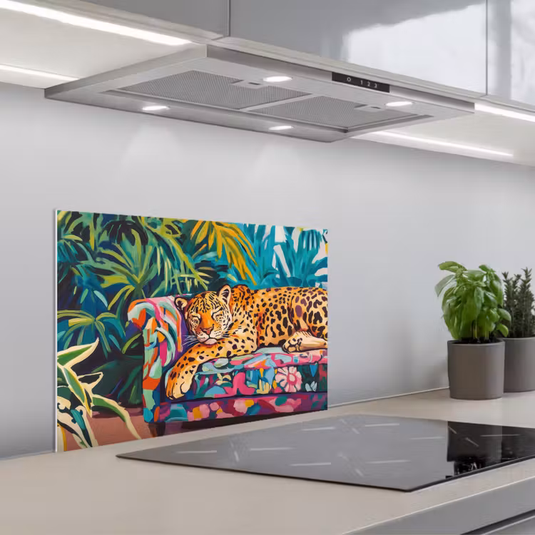 Spritzschutz Küche - Leopard - Bunt - Tropisch — 1