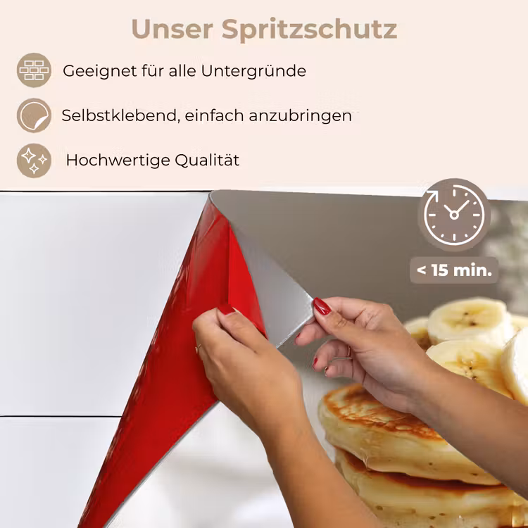 Spritzschutz Küche - Pfannkuchen - Banane - Sirup - Weiß - Beige — 4