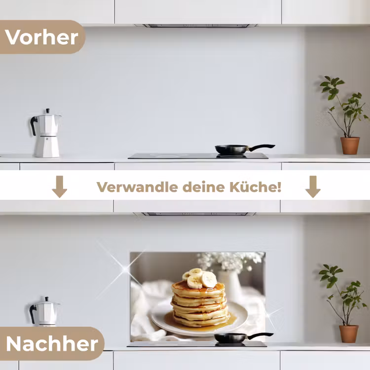 Spritzschutz Küche - Pfannkuchen - Banane - Sirup - Weiß - Beige — 7