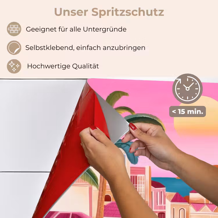 Spritzschutz Küche - Stadt - Rosa - Palmen — 4