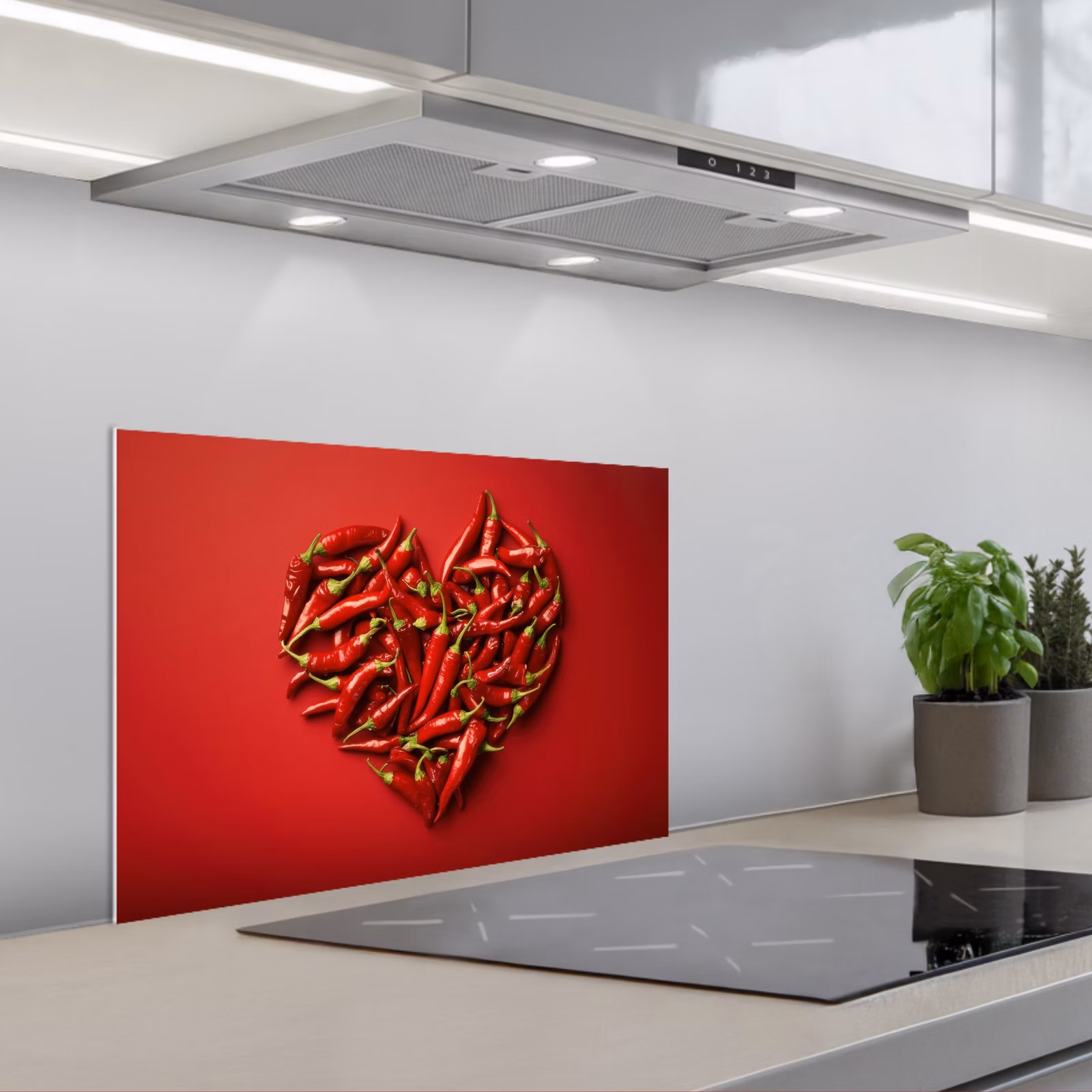 Spritzschutz Küche - Paprika - Rot - Herz — 1