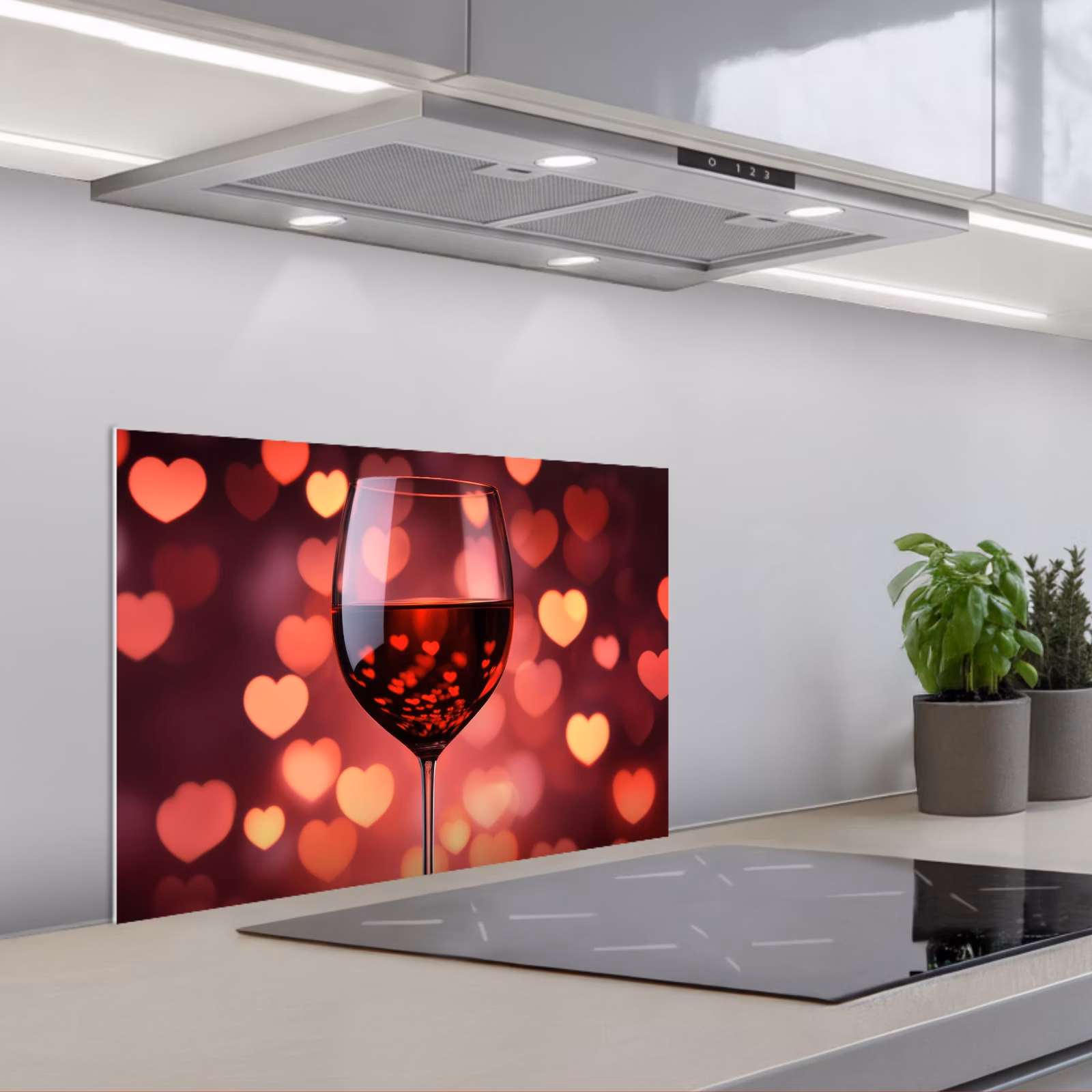 Spritzschutz Küche - Rot - Wein - Herzen — 1