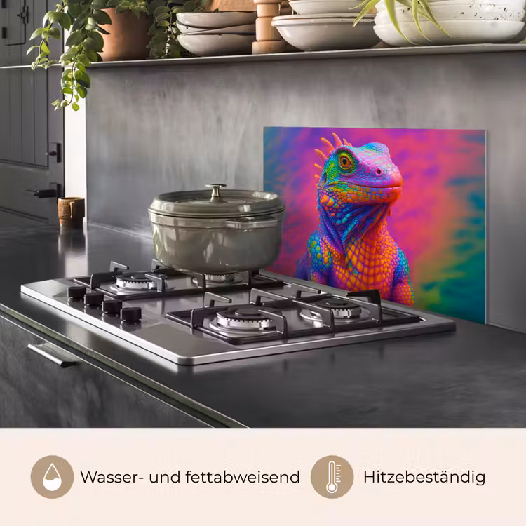Spritzschutz Küche - Chamäleon - Tiere - Neon - Farbe — 2