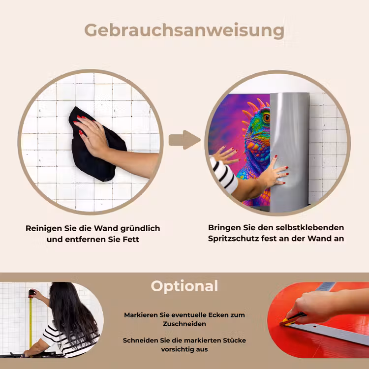 Spritzschutz Küche - Chamäleon - Tiere - Neon - Farbe — 6