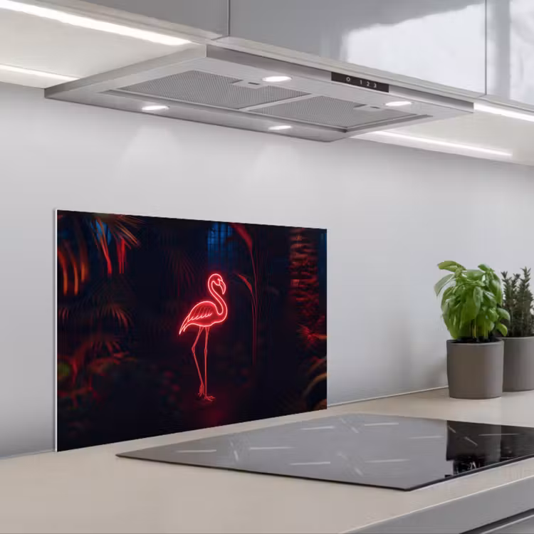 Spritzschutz Küche - Flamingo - Rosa - Neon - Hell — 1