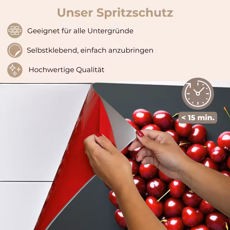 Spritzschutz Küche - Kirsche - Herz - Rot - Schwarz — 4