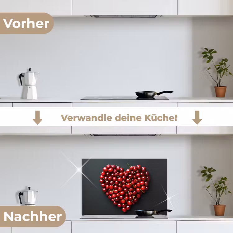 Spritzschutz Küche - Kirsche - Herz - Rot - Schwarz — 7