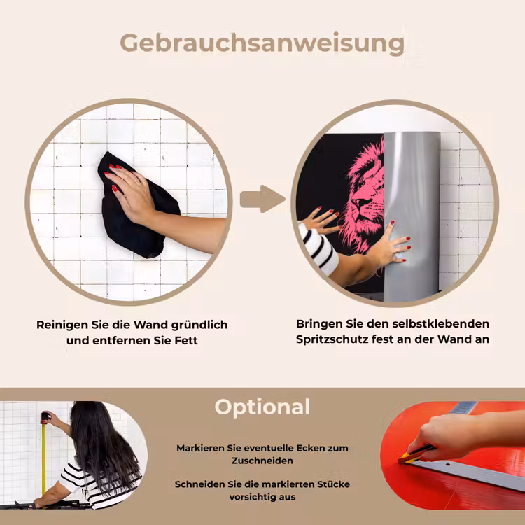 Spritzschutz Küche - Löwe - Schwarz - Rosa - Neon — 6