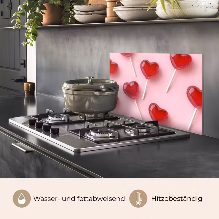 Spritzschutz Küche - Lutscher - Herzen - Rosa — 2