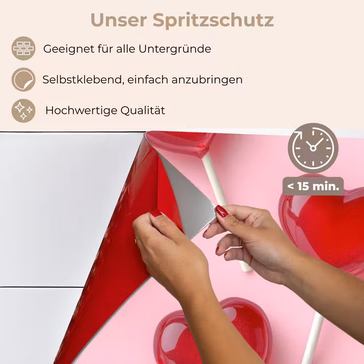 Spritzschutz Küche - Lutscher - Herzen - Rosa — 4