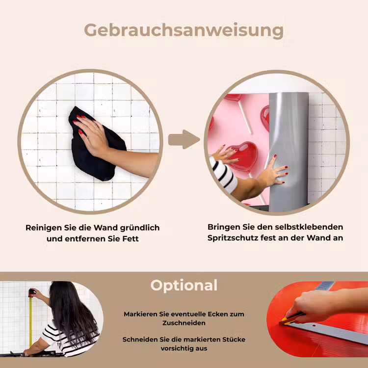 Spritzschutz Küche - Lutscher - Herzen - Rosa — 6