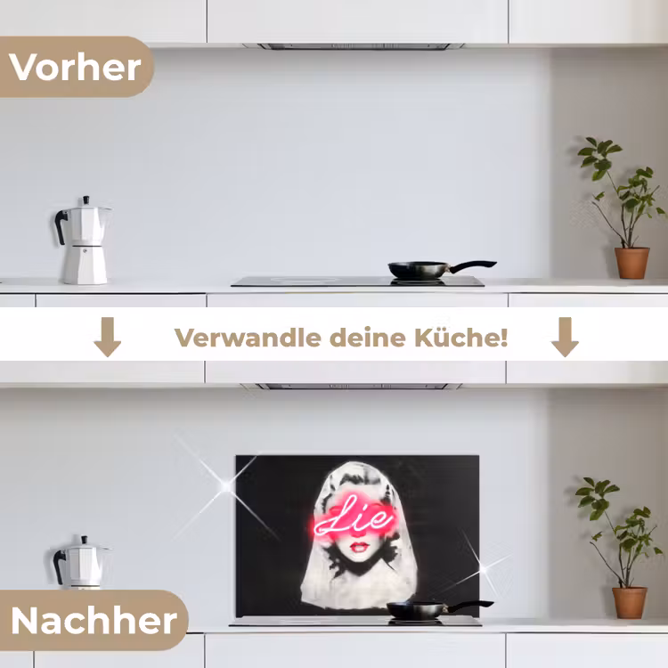 Spritzschutz Küche - Neon - Buchstaben - Vintage - Frau — 7