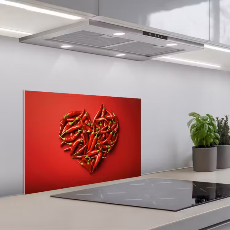Spritzschutz Küche - Paprika - Rot - Herz — 1