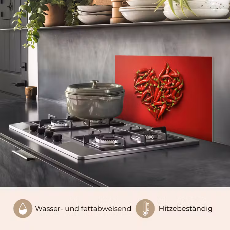 Spritzschutz Küche - Paprika - Rot - Herz — 2