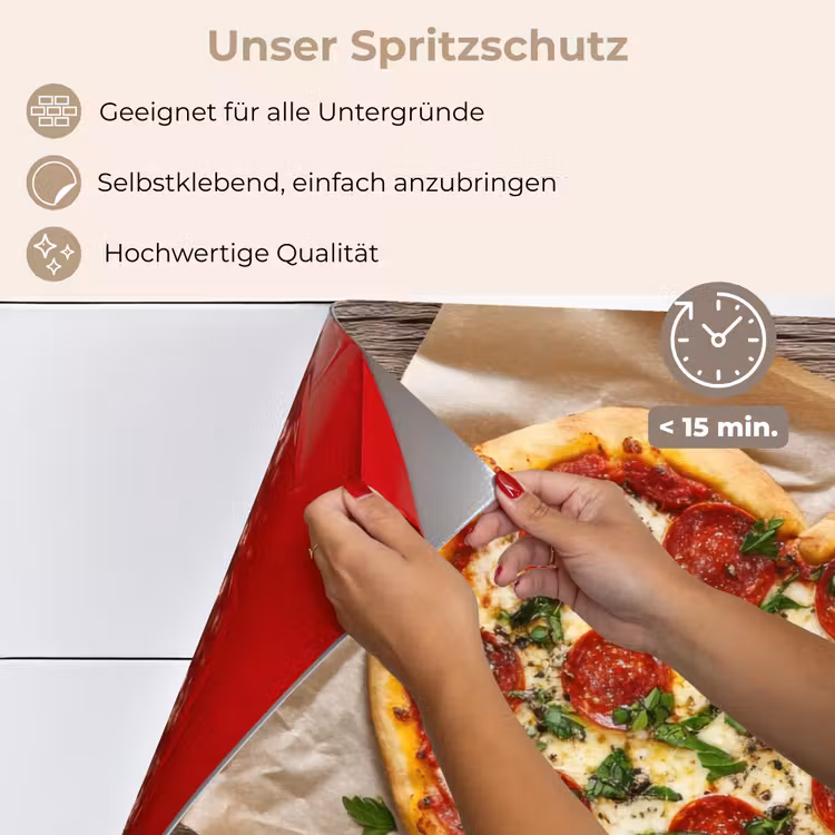 Spritzschutz Küche - Pizza - Herz - Peperoni - Tomate — 4