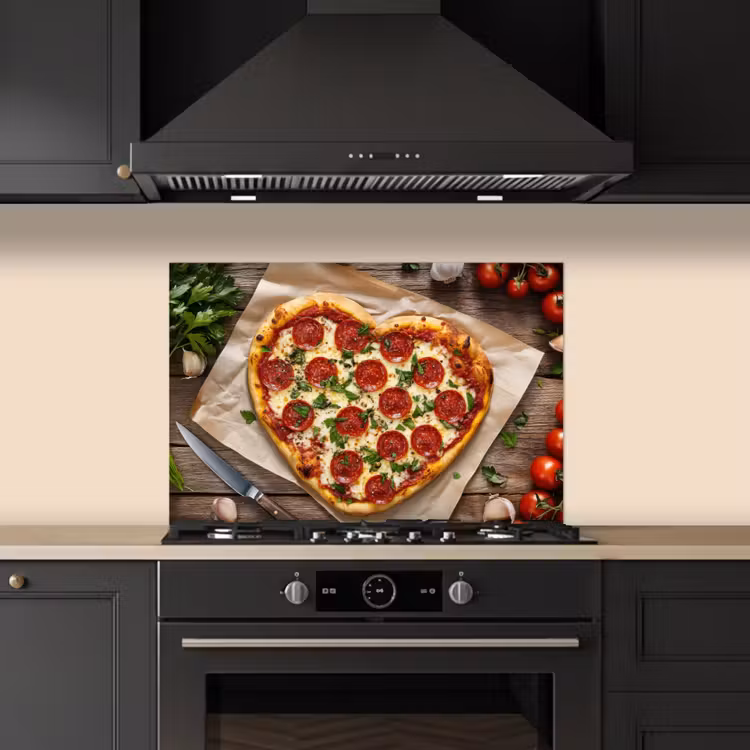 Spritzschutz Küche - Pizza - Herz - Peperoni - Tomate — 5