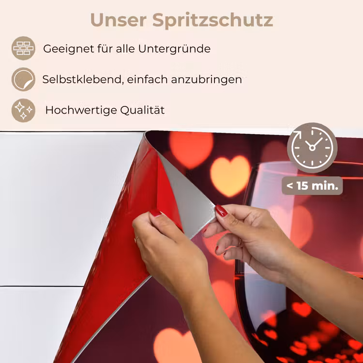 Spritzschutz Küche - Rot - Wein - Herzen — 4