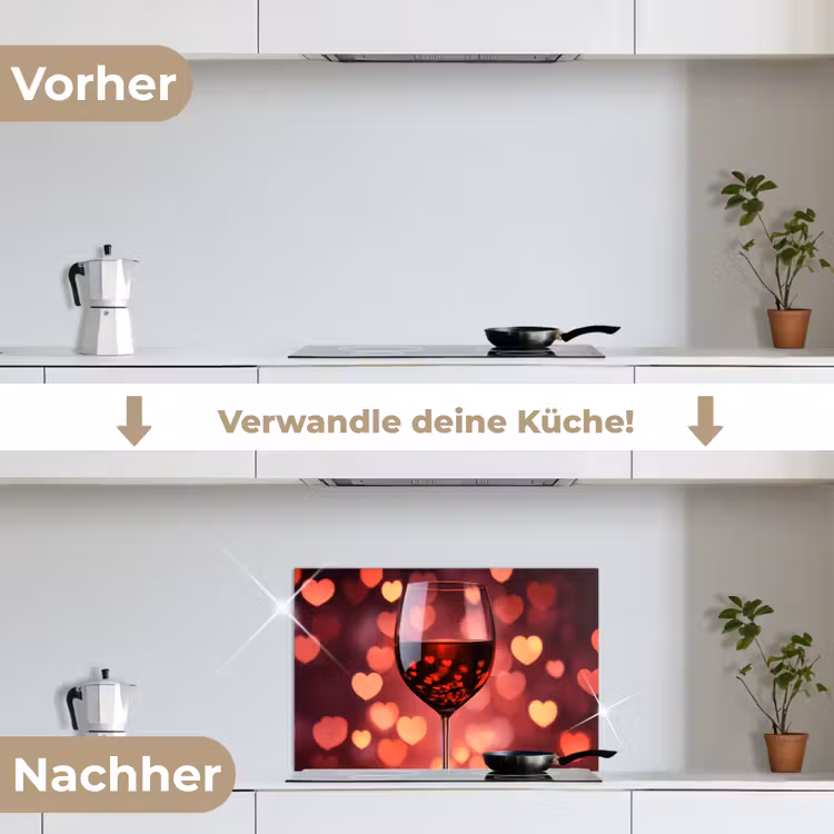 Spritzschutz Küche - Rot - Wein - Herzen — 7