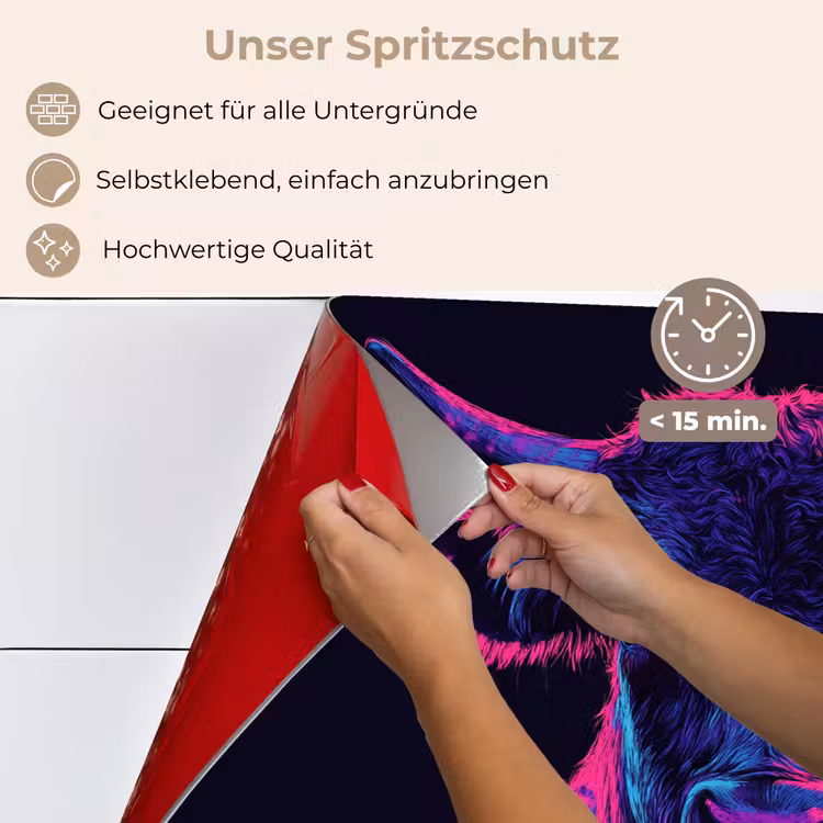 Spritzschutz Küche - Taurus - Neon - Schwarz - Farbe — 4