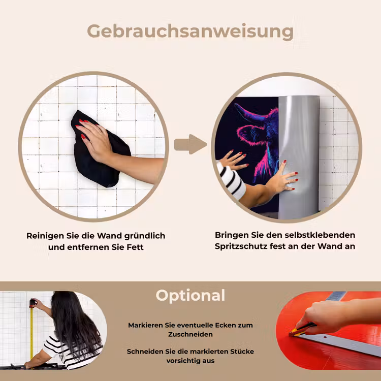 Spritzschutz Küche - Taurus - Neon - Schwarz - Farbe — 6