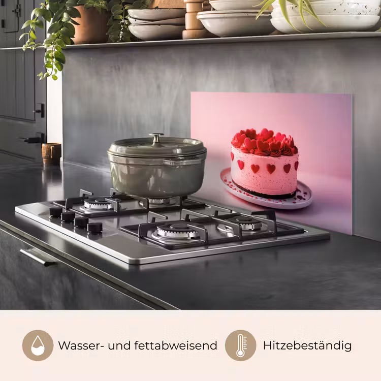 Spritzschutz Küche - Torte - Herz - Rosa — 2