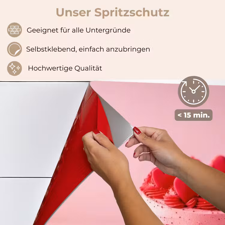 Spritzschutz Küche - Torte - Herz - Rosa — 4