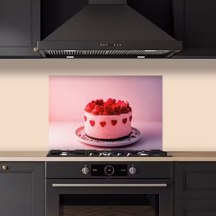 Spritzschutz Küche - Torte - Herz - Rosa — 5