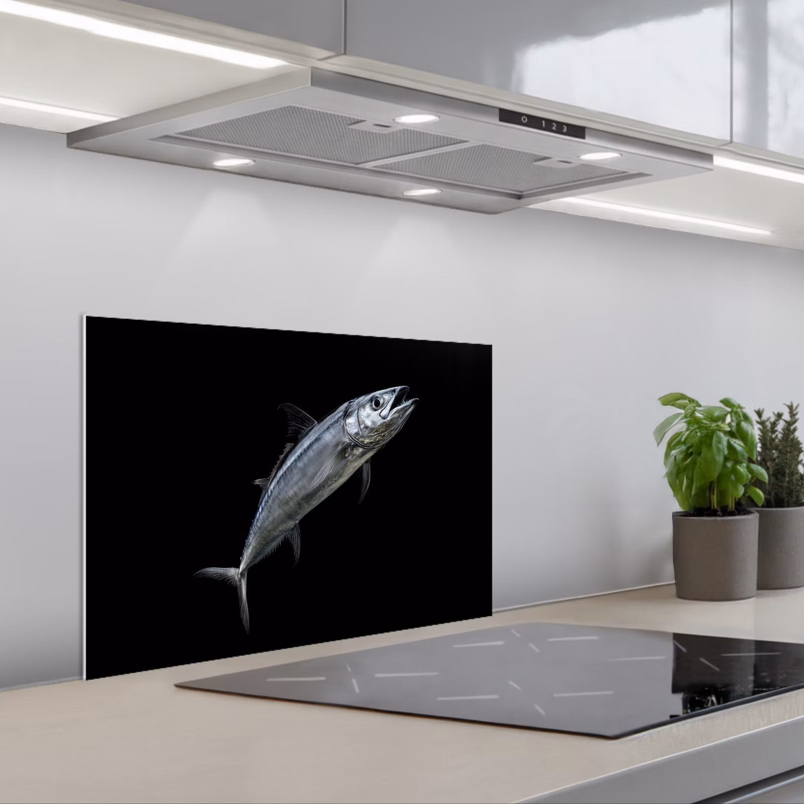 Spritzschutz Küche - Makrele - Fisch - Schwarz — 1