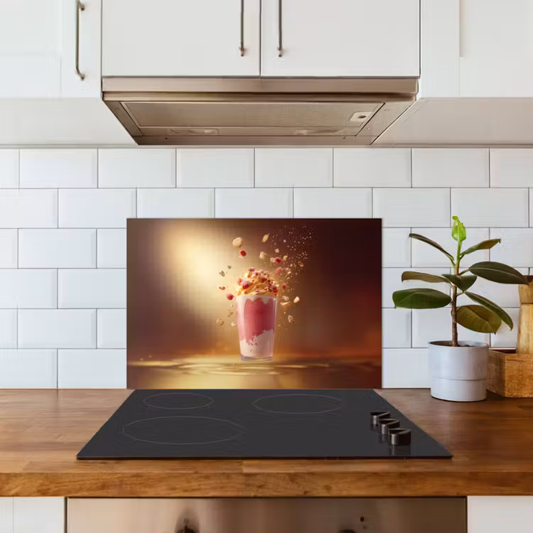 Spritzschutz Küche - Himbeere - Smoothie - Getränk - Rosa — 3