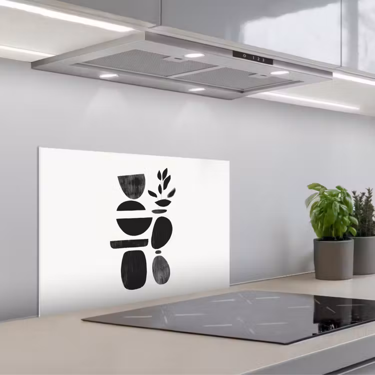 Spritzschutz Küche - Japandi - Schwarz - Abstrakt — 1